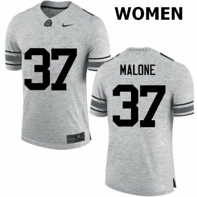 NCAA Ohio State Buckeyes Women's #37 Derrick Malone Gray Nike Football College Jersey VUE1045BF